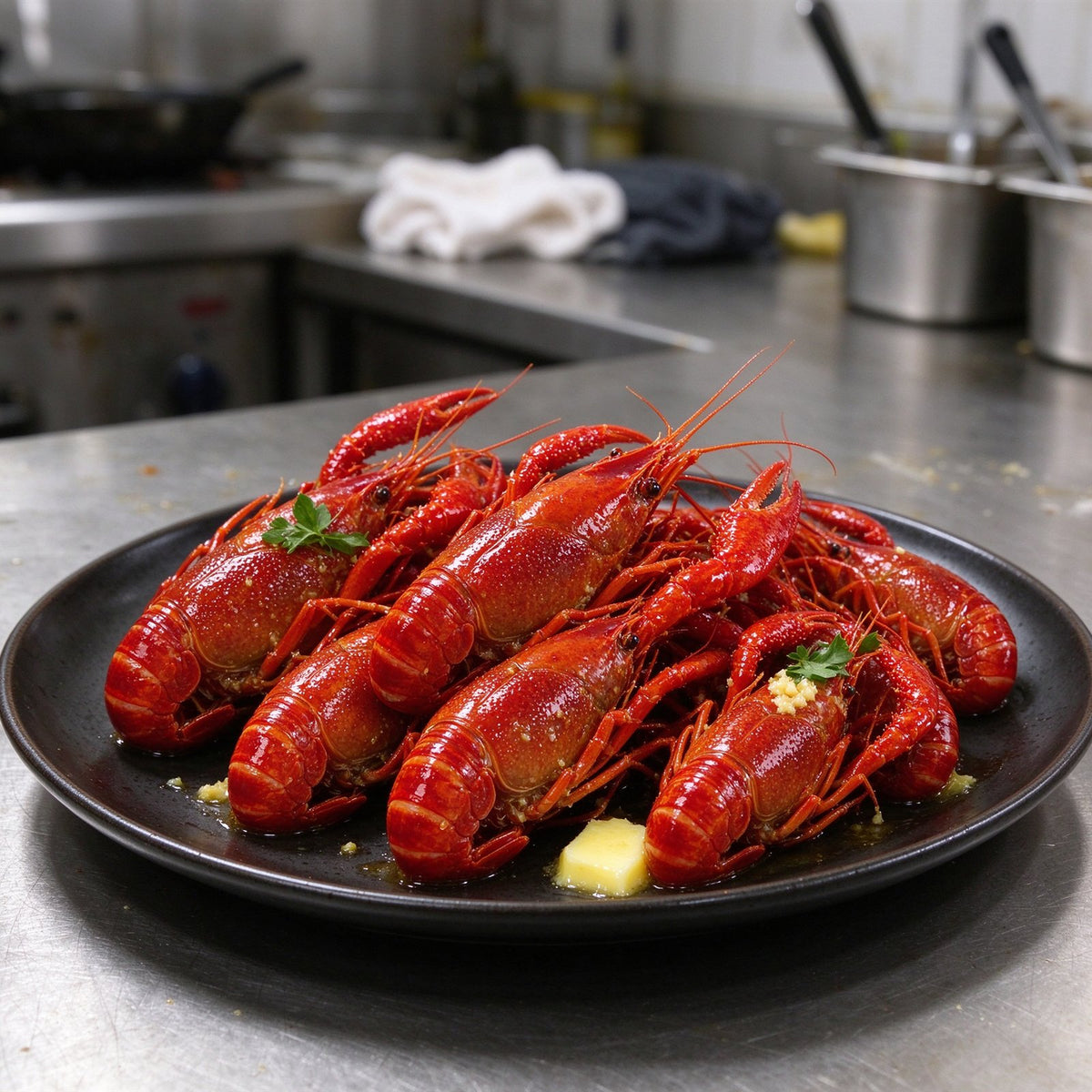 Cooked Whole Crawfish Ready To Serve